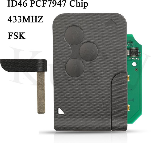 jingyuqin Fernbedienung Autoschlüssel 433 MHz mit ID46/PCF7947 Chip für Renault Megane 2 3 Scenic Clio 2003–2008 in Schwarz mit Upgrade Design Notfallkarte - Bild 1