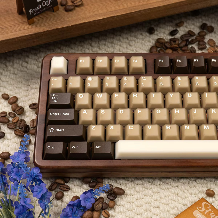 Venit Keys Caffe Latte Tastenkappen Set mit 164 Tasten in Beige, Transluzente Double Shot Cherry Profile ABS+PBT Keycaps für MX mechanische Tastaturen - Bild 5