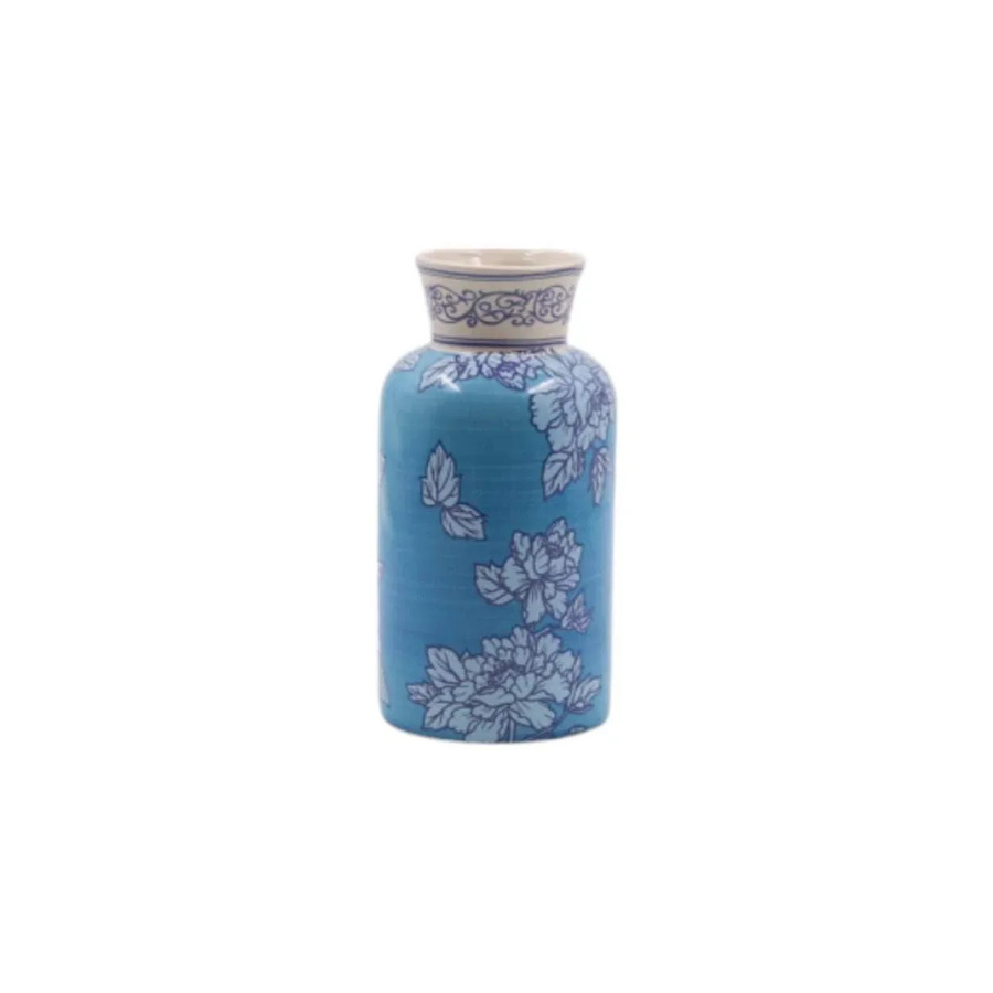 Mansion Blue Blossom Keramikvase mit Blumenmuster in Blau und Weiß, Höhe: 18 cm - Bild 1