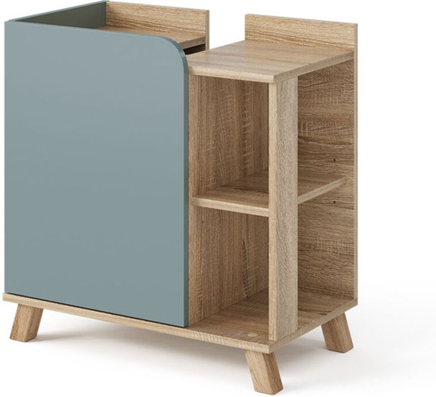 Vicco Waschbeckenunterschrank Karen Modern für das Badezimmer mit Tür und offenen Fächern, Breite: 60 cm, Tiefe: 35 cm, Höhe: 65 cm - Bild 2