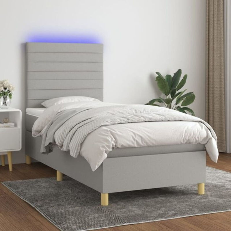 vidaxl Boxspringbett mit Matratze in Grau aus Stoff B/T/H: 80 x 200 x 118 cm - Bild 1