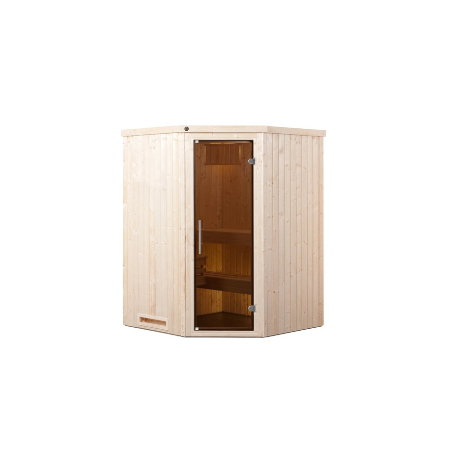 WEKA Ecksauna Kiruna 1 in Beige mit Ofen und Glastür B/H/T: 144 x 199 x 144 cm - Bild 2