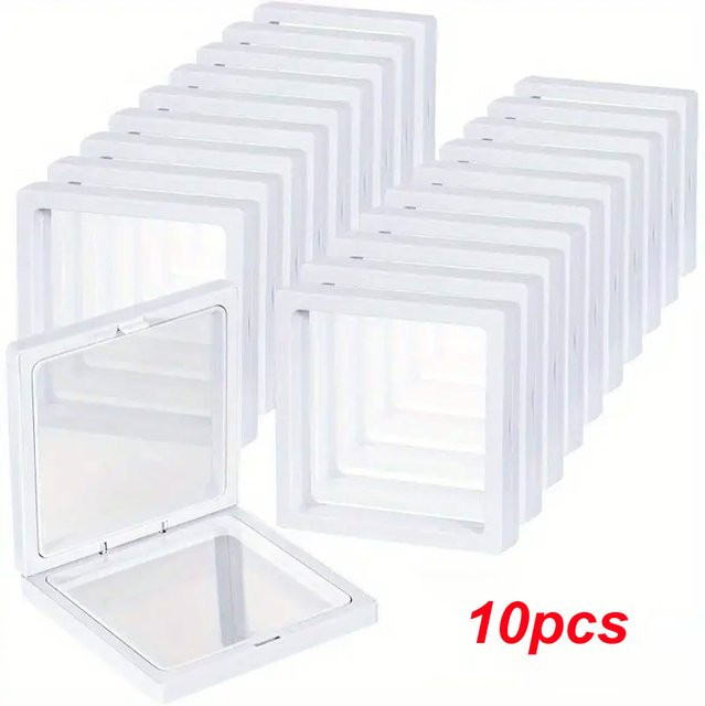 10 Stück transparente Schmuckdisplay-Boxen aus Kunststoff für Ketten, Ringe und Sammlerstücke in Weiß - Bild 1