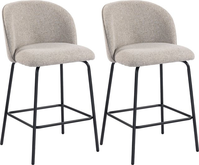 HOMCOM Barhocker 2er Set in Hellgrau mit Leinen-Optik und Stahlgestell, Sitzhöhe: 68 cm - Bild 1
