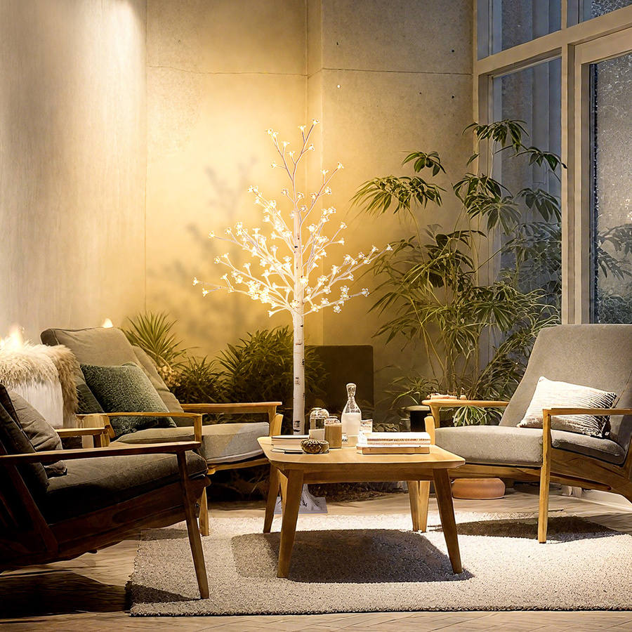 HOMCOM LED Kirschblütenbaum mit 120 warmweißen LEDs, 150 cm Höhe, IP44 wetterfest für Innen und Außen, dimmbar mit 3 Helligkeitsstufen - Bild 2