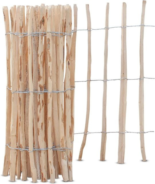 Stiltreu Palisadenzaun Haselnuss aus unbehandeltem Holz, Farbe Braun, B/H: 500 x 80 cm - Bild 1