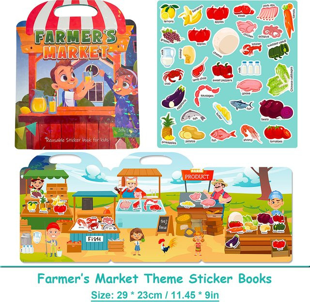 QKX Bauernmarkt-Thema Beschäftigtes Buch, DIY-Aufkleber, multicolour - Bild 1