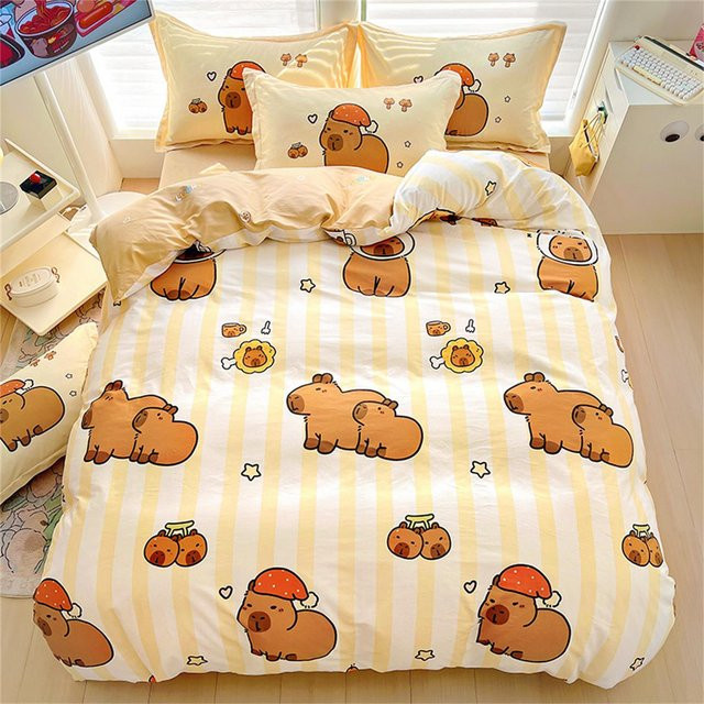 Flylo Capybara Bettwäsche Set mit 3D Design aus Mikrofaser in Gelb, B/H: 180 x 210 cm - Bild 1