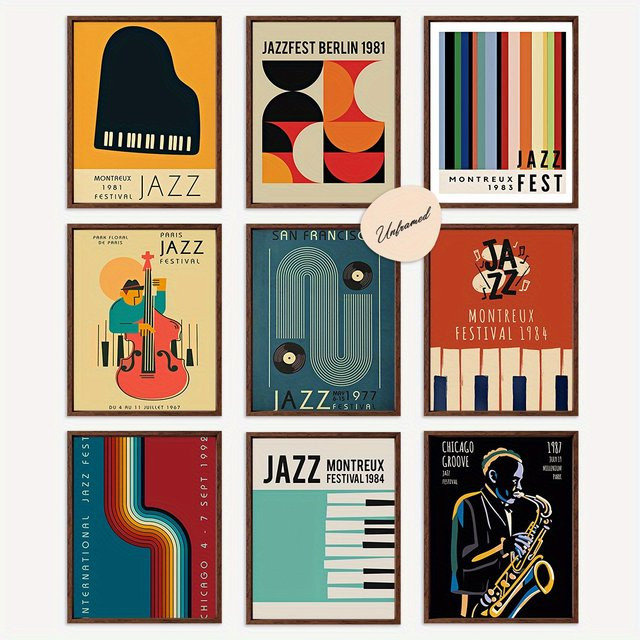 FajerminArt Jazz-Musik-Poster im Vintage-Stil als dekorative Wandkunst, mehrfarbig, ungerahmt - Bild 1