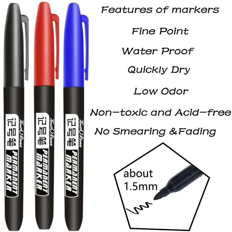 Permanent Marker Set mit wasserfester Tinte für Manga Zeichnungen und Skizzen in Schwarz, Blau und Rot - Bild 2
