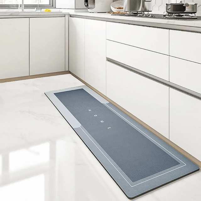 VIKAMA Moderne Küchenmatte aus Kristall-Samt mit Streifenmuster und rutschfester Unterseite für Küche und Balkon - Bild 1