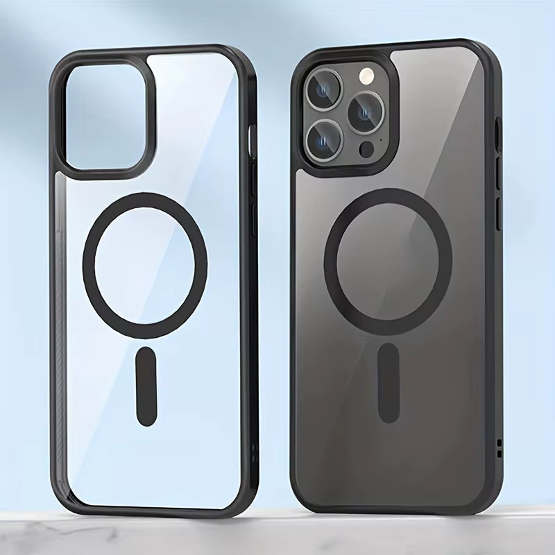 UYUXIO Magnetische Handyhülle für iPhone 16 15 14 13 12 11 Pro Max Plus Mini, Stoßfeste Schutzhülle in Schwarz und Transparent mit starkem Magneten - Bild 4