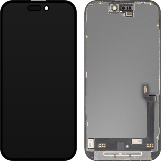 MP Touchscreen-Display mit Rahmen für Apple iPhone 16, Premium Soft OLED FHD Diagnostic Version, Schwarz - Bild 1