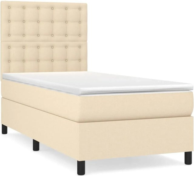 vidaXL Boxspringbett mit Matratze in Beige, Hybrid-Design mit Taschenfederkern, B/T: 80 x 200 cm - Bild 1