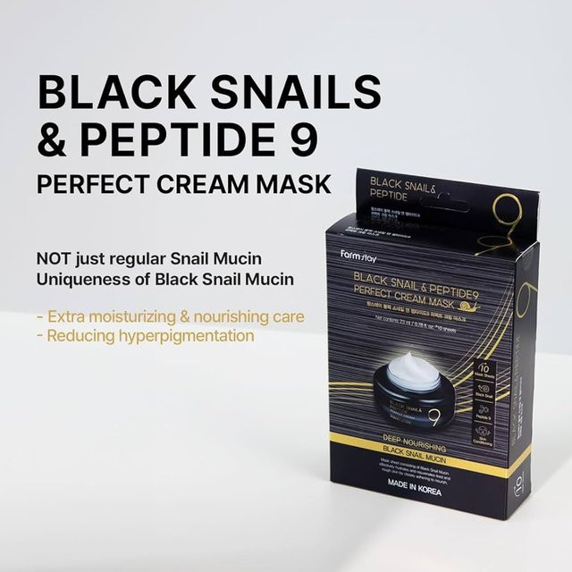 Farm Stay Black Snail & Peptide 9 Creme-Maske, 10 Stück, für trockene Haut - Bild 1