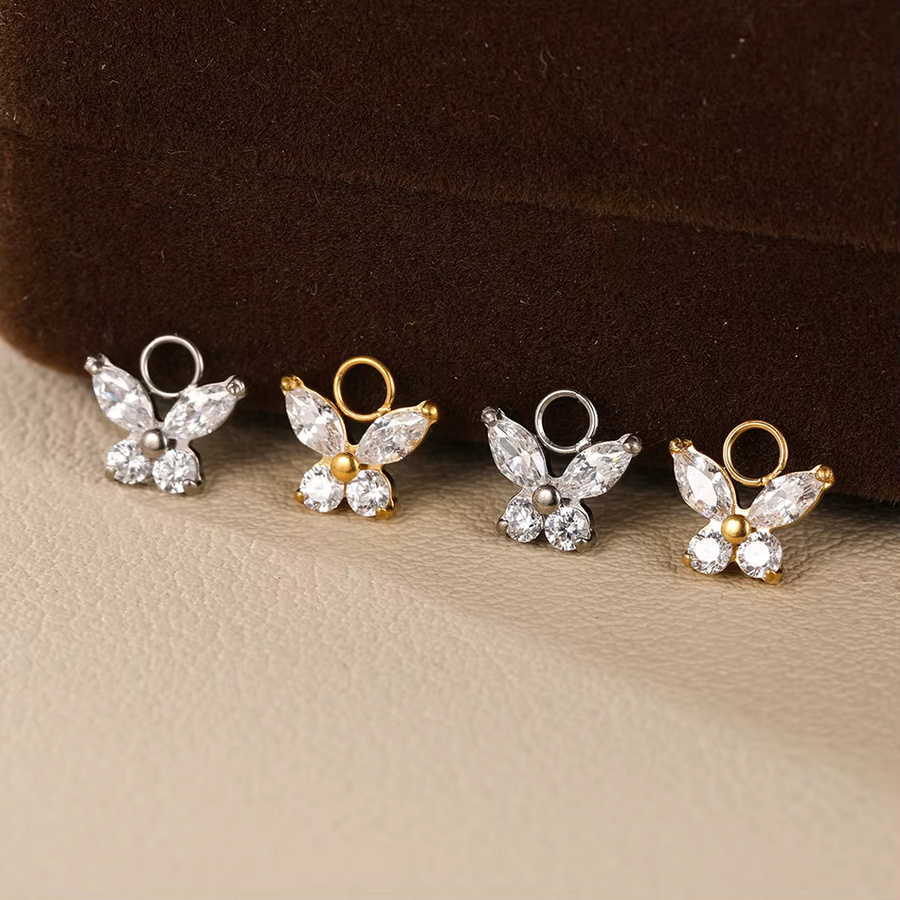 WTX Ohrhänger Titan, Blumen-Schmetterling, Zirkonia, Silber, Unisex - Bild 2