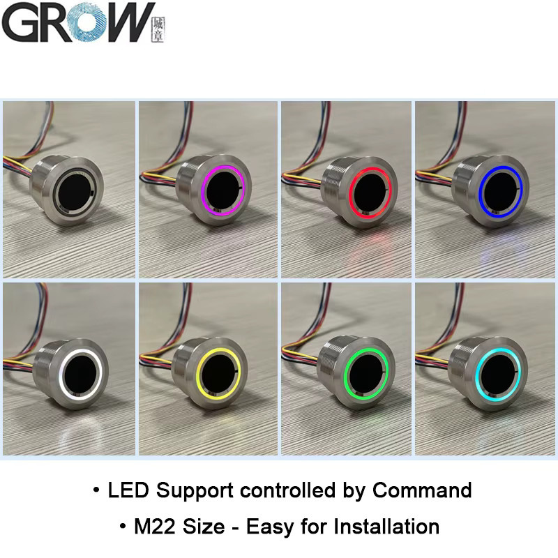 GROW R503-M22 Kapazitiver Fingerabdrucksensor mit runder RGB-Ringanzeige und LED-Steuerung, Multicolour, DC 3,3 V, 200 Kapazitäten, SH1,0–6 Pins - Bild 2
