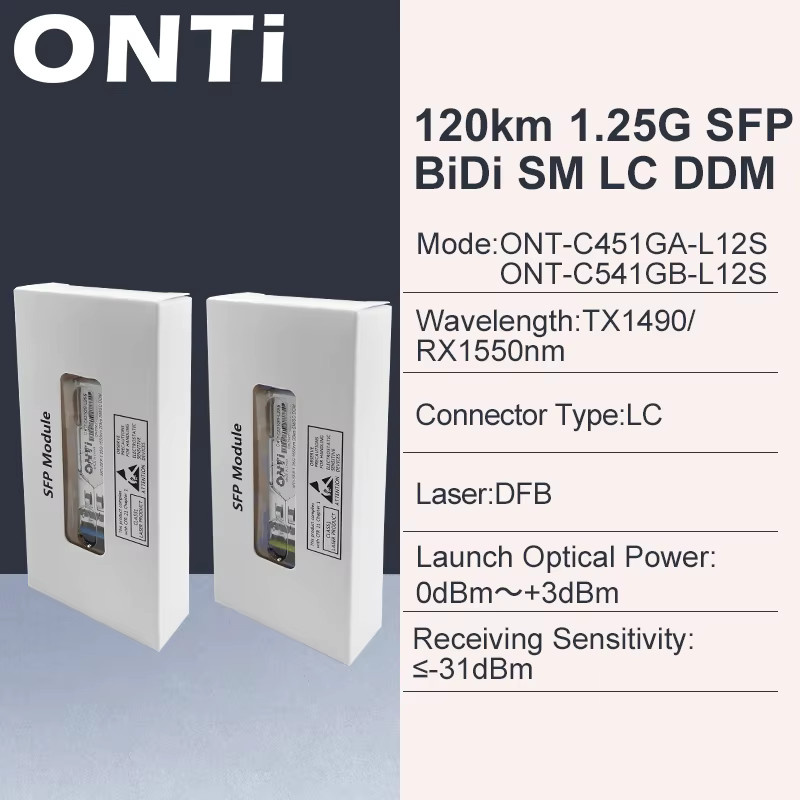 ONTi Gigabit SFP Modul SM LC WDM 1.25G Bidi Single Mode Glasfaser-Transceiver in Silber, kompatibel mit Cisco Switch - Bild 4