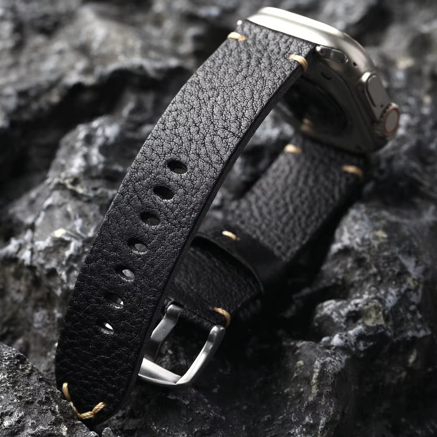 Mbox Uhrenarmband Leder, Schwarz, Herren - Bild 2