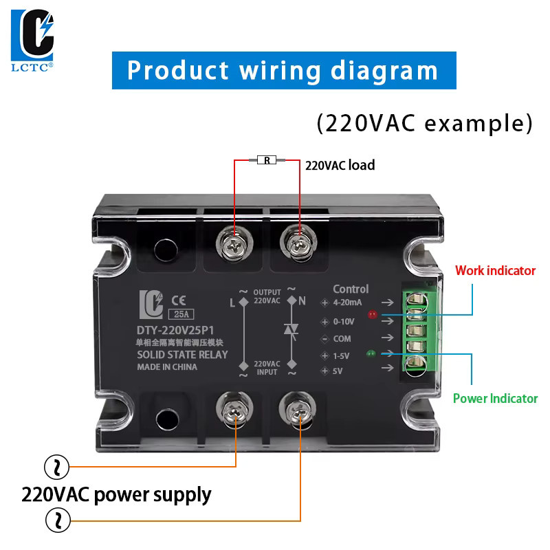 LCTC Spannungsregler Relais DTY zur Spannungsstabilisierung für einphasigen AC, 220 V bis 380 V, 10 A bis 200 A - Bild 3