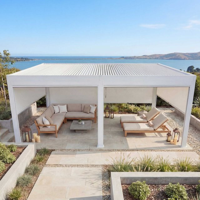 MCW Pergola L46 Gartenpavillon mit 6 Seitenwänden und Alu-Gestell, Farbe: Weiß, B/T/H: 600 x 300 x 220 cm - Bild 1