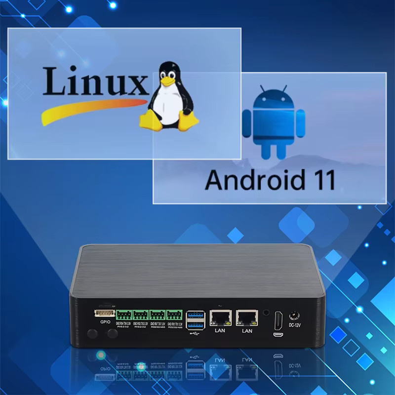 XCY Industrie-Mini-PC mit ARM RK3568, Android & Ubuntu, Schwarz, WLAN, 4G/5G LTE, HDMI, GPS, RS232/485, EDP, LVDS, GPIO, CAN, UART, I2C, MIPI LCD & Kamera - Bild 4