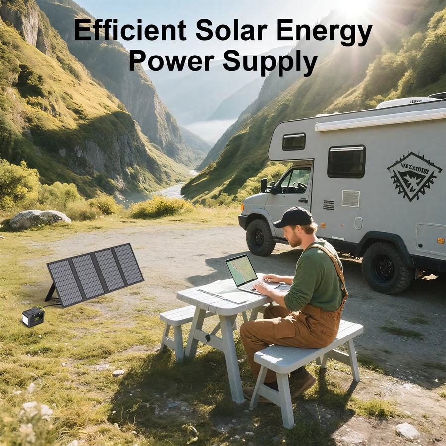 MHPOWOS 60W 18V Faltbares Solarpanel Tragbares Solarladegerät in Schwarz für Laptop, Solargenerator, Camping und Angeln - Bild 2