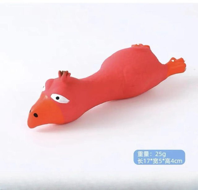 PAWSOME GOODS Quiekender Hühner-Hundespielzeug, Latex-Kauspielzeug, 5er Pack, rot - Bild 1