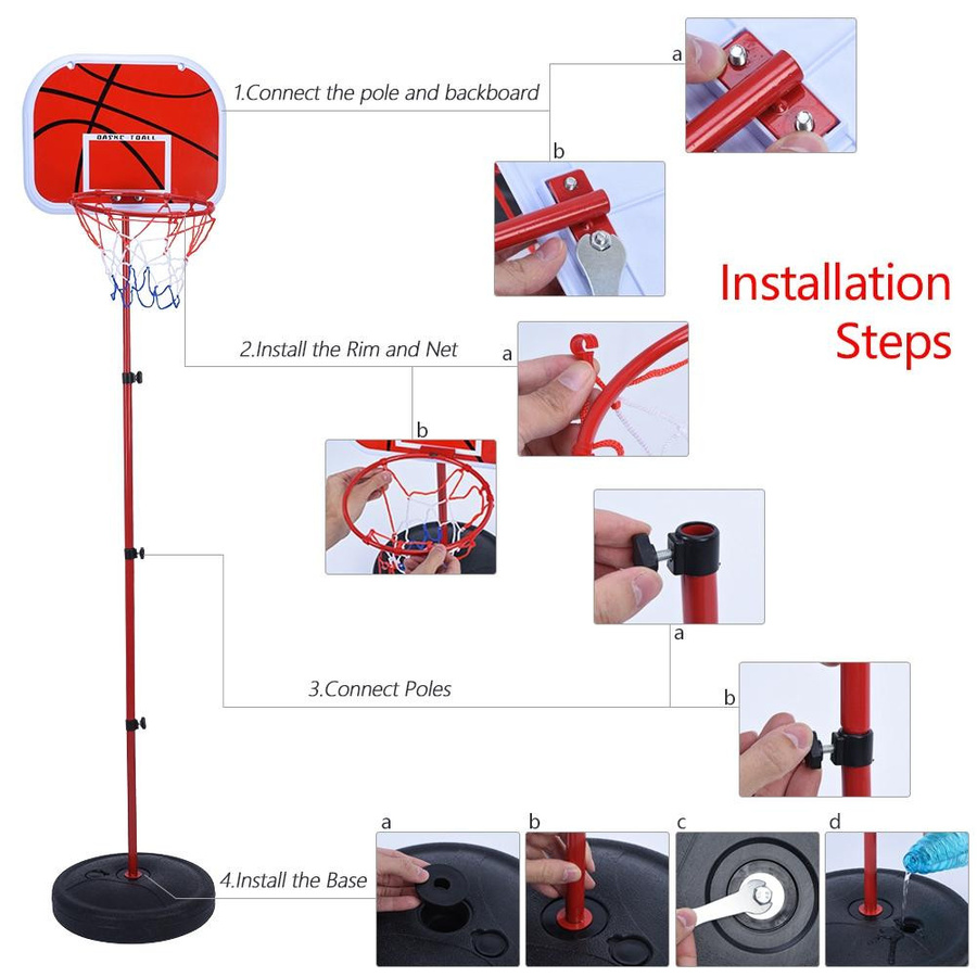 TOMTOP JMS Basketball-Ständersystem Korb-Rückwandnetz-Set rot - Bild 3