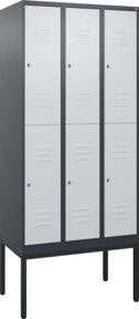 C+P Doppelstock-Spind Classic PLUS mit 3 Abteilen, Gestell, Lichtgrau, B/T/H: 212 x 90 x 50 cm - Bild 1