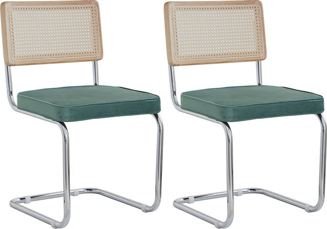 EGOONM Retro-Esszimmerstühle mit Kunststoff-Rattan-Design und gepolstertem Sitz in Weiß oder Grün - Bild 1