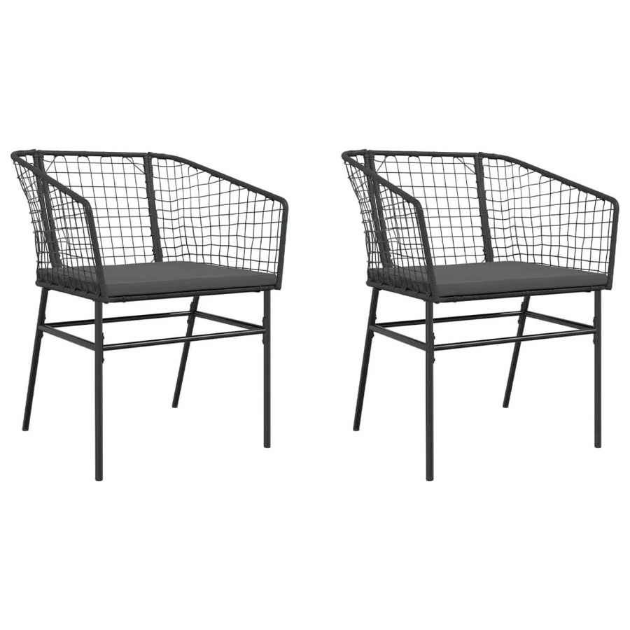 VIDAXL 2er-Set Gartenmöbel aus schwarzem Kunststoff mit Kissen für Garten und Terrasse - Bild 1