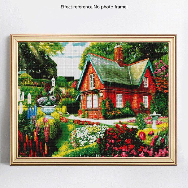 FIYO Diamond Painting Set Garten Landschaft Motiv mit runden Steinen, 5D DIY Mosaik Stickerei in Mehrfarbig, B/H: 30 x 20 cm - Bild 1