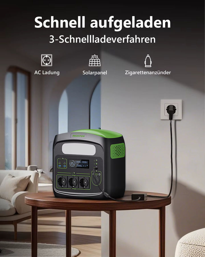 Newsmy N7576 Tragbare Powerstation 700W 460,8Wh Solargenerator mit LiFePO4-Batterie in Schwarz - Bild 4