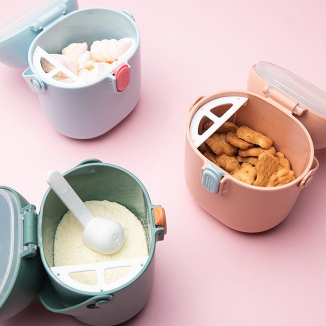 SLAIXIU Tragbarer Baby Milchpulver Spender und Snackbehälter in Pink, BPA-frei - Bild 1