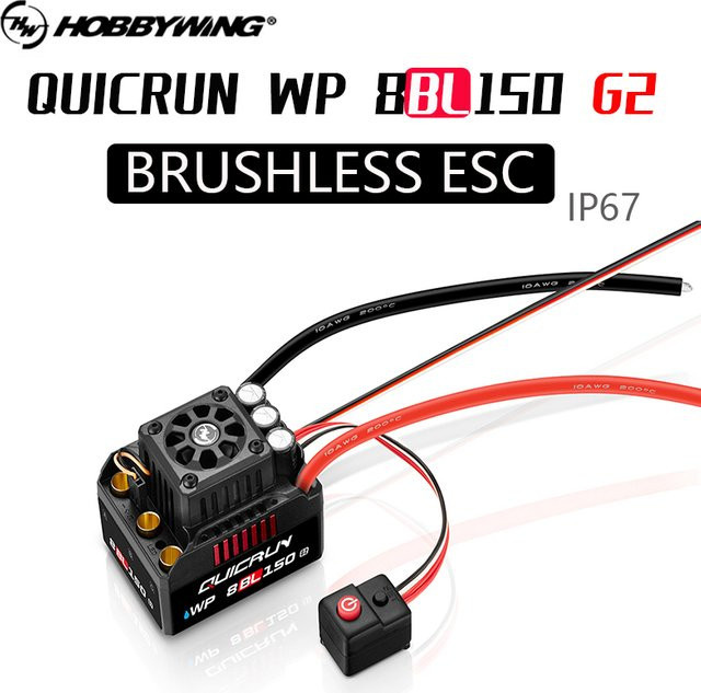 Hobbywing QuicRun WP8 BL150 G2 wasserdichter sensorloser bürstenloser Regler für 1/8 RC Truck in Schwarz - Bild 1