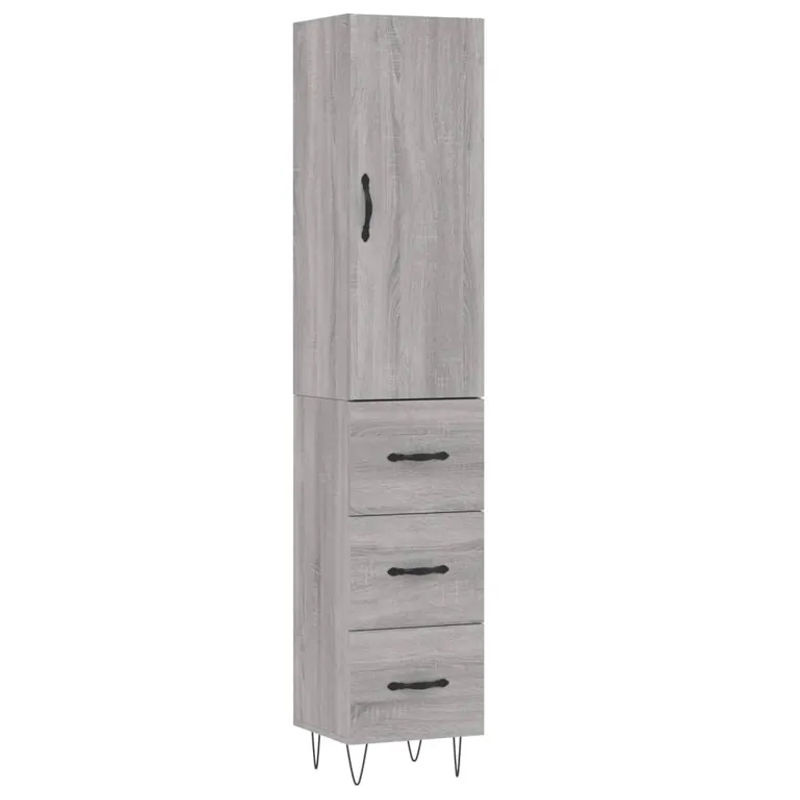 Vidaxl Hoher Schrank Modern in Sonoma-Eiche Grau, B/T/H: 34,5 x 34 x 180 cm - Bild 2