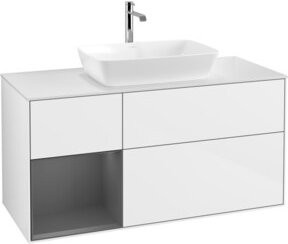 V&B Waschtischunterschrank Finion mit Wandbeleuchtung, Farbe Weiß lackiert, Breite: 120 cm, Höhe: 50,1 cm, Tiefe: 50,1 cm - Bild 1