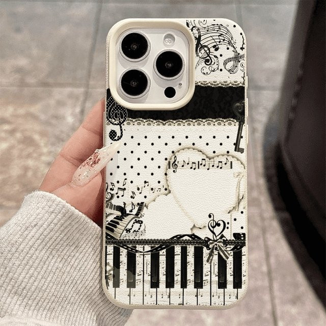 Silikon Handyhülle mit Klaviernoten-Design für iPhone 11 bis iPhone 17 Pro Max und Plus Modelle, Mattes Cover - Bild 1