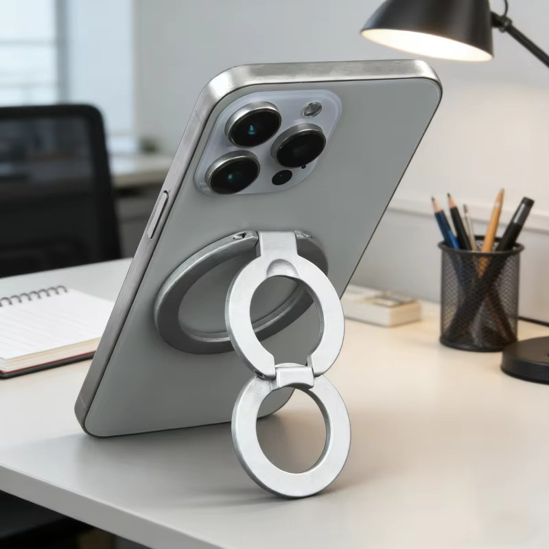 WSSHE Magnetischer Ring-Handyständer in Grau, Tragbare Faltbare Telefonhalterung für die seitliche Befestigung - Bild 3