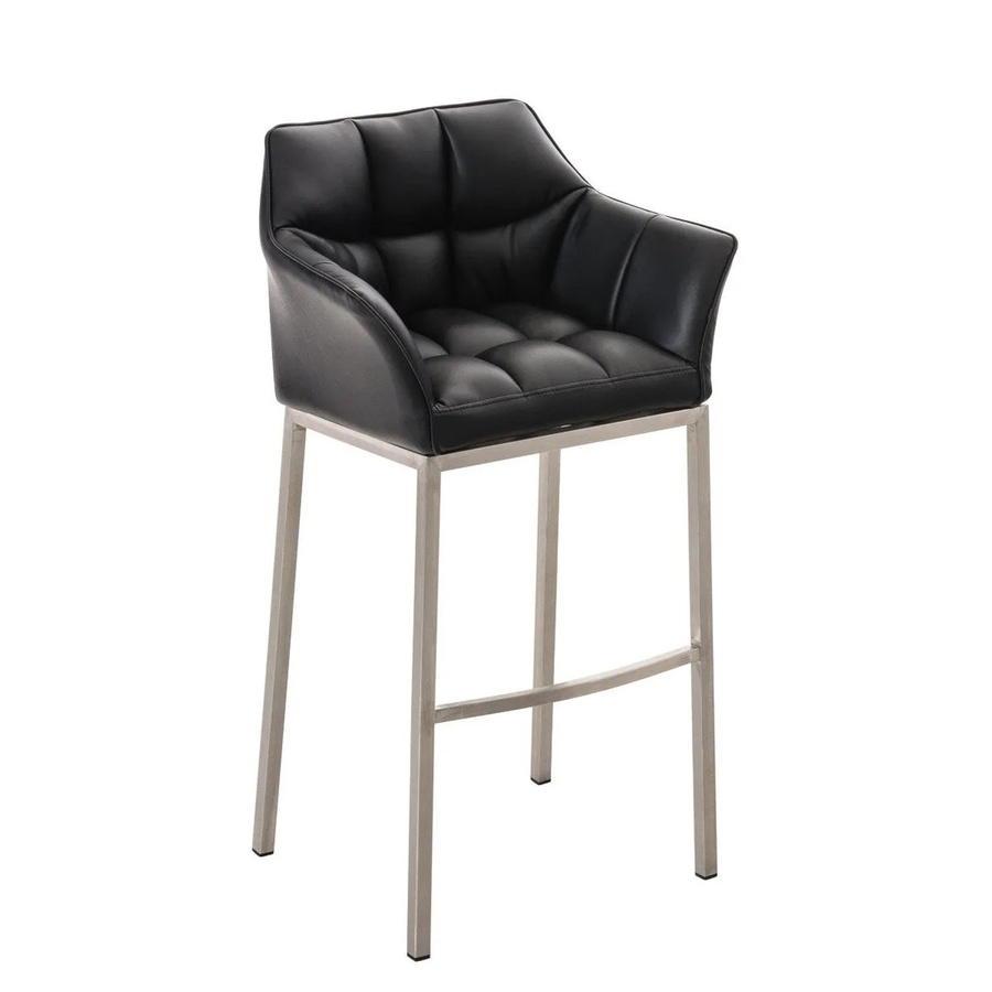 DELUKE Barhocker GIBEL moderner Barstuhl aus Kunstleder in Schwarz mit silbernem Gestell, B/T/H: 64 x 48 x 110 cm - Bild 2