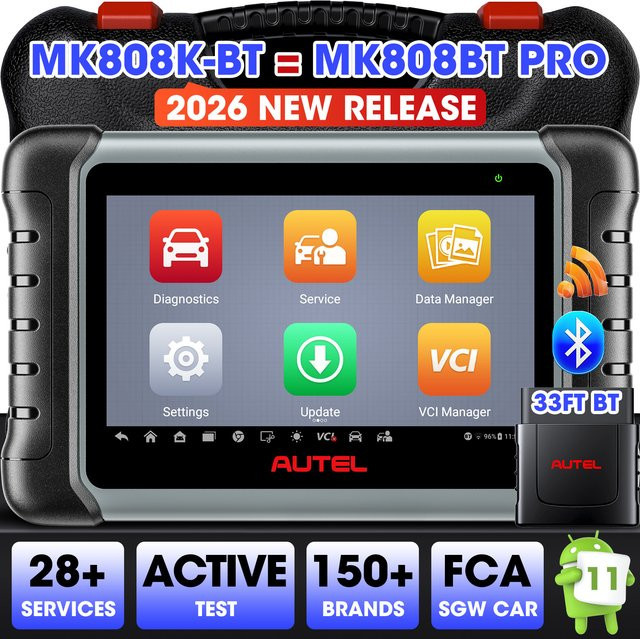 Autel MaxiCOM MK808K-BT OBD2 Diagnosegerät mit Bluetooth in Schwarz für Allsystem-Scans und bidirektionale Tests - Bild 1
