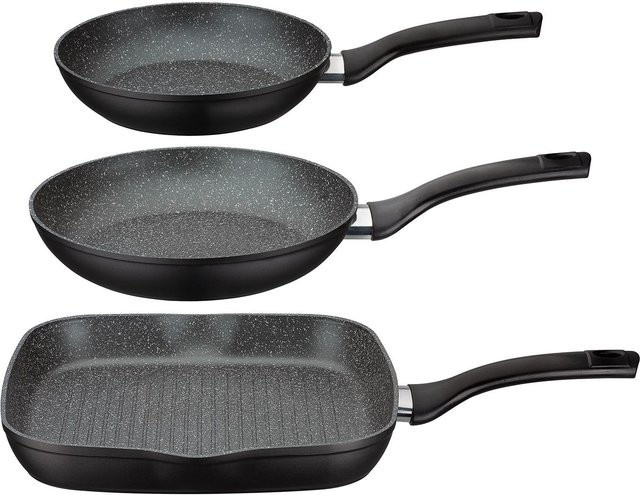 GSW Pfannen-Set Gourmet Granit, 3-teilig, Aluminium, Schwarz, mit Antihaftbeschichtung - Bild 1
