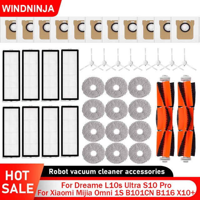 Zubehör-Set für Xiaomi Mijia X10 + Omni 1S B101CN B116 und Dreame L10s Ultra S10 Pro mit Filter, Mopp-Pads, Staubbeuteln und Seitenbürsten - Bild 1
