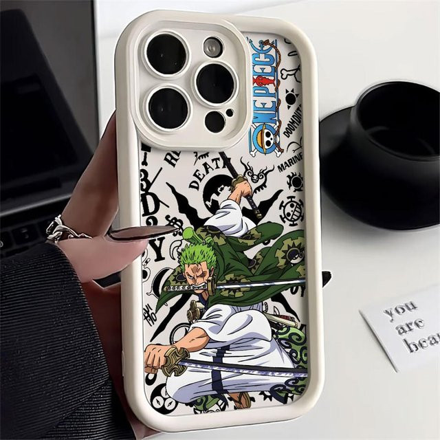 CozyHomeDecor Softshell Handyhülle One Piece Luffy und Zoro für iPhone 16 15 14 13 12 11 Pro Max Plus XR XS Max in Schwarz Weiß und Multicolour - Bild 1