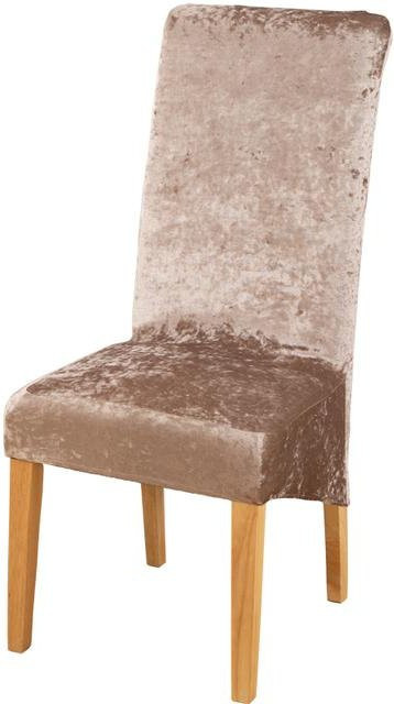 Stuhlbezug mit hoher Rückenlehne in XL-Größe aus glänzendem Samt-Stretch-Stoff, Farbe Gold, für Esszimmer und Bankette, Breite: 48-55 cm - Bild 1
