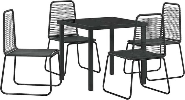 vidaXL Garten Essgruppe 5-teilig in Schwarz aus pulverbeschichtetem Stahl mit gehärtetem Glas für Terrasse und Außenbereich - Bild 1