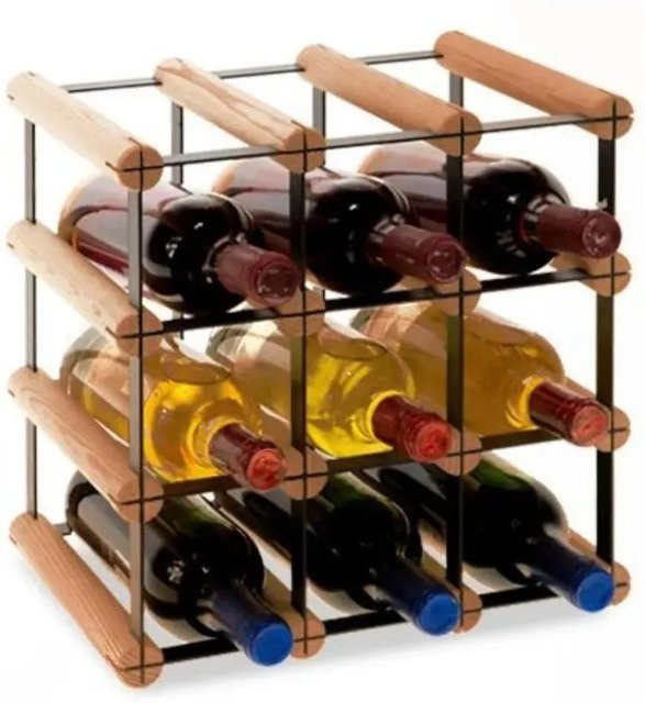 PROREGAL Vinotega Mod Modulares Weinregal aus massivem Kiefernholz, Braun geölt, H x B x T: 32,5 x 32,5 x 24,5 cm - Bild 1