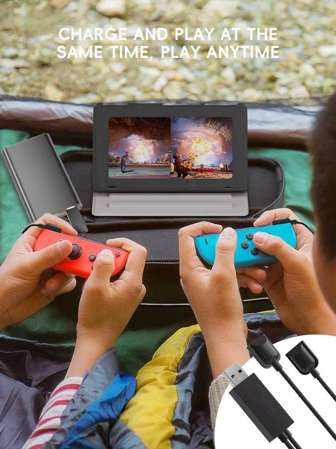DATA FROG 2-in-1 Joy Pad Ladekabel für Nintendo Switch und Switch OLED, Schwarz, Länge: 1,5 m - Bild 6