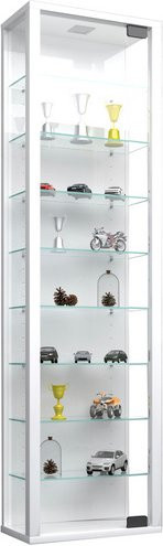 VCM Vitrine Stano Maxi in Weiss mit Glastüren und 8 Einlegeböden, B/H: 33 x 113 cm - Bild 1